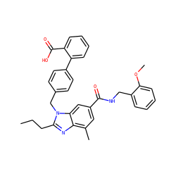 CCCc1nc2c(C)cc(C(=O)NCc3ccccc3OC)cc2n1Cc1ccc(-c2ccccc2C(=O)O)cc1 ZINC000072316987