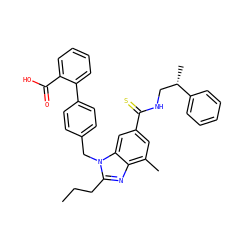 CCCc1nc2c(C)cc(C(=S)NC[C@H](C)c3ccccc3)cc2n1Cc1ccc(-c2ccccc2C(=O)O)cc1 ZINC000653751498