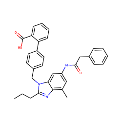 CCCc1nc2c(C)cc(NC(=O)Cc3ccccc3)cc2n1Cc1ccc(-c2ccccc2C(=O)O)cc1 ZINC000096935320