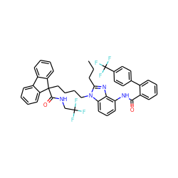 CCCc1nc2c(NC(=O)c3ccccc3-c3ccc(C(F)(F)F)cc3)cccc2n1CCCCC1(C(=O)NCC(F)(F)F)c2ccccc2-c2ccccc21 ZINC000095543076