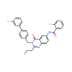 CCCc1nc2ccc(NC(=O)c3ccccc3Cl)cc2c(=O)n1Cc1ccc(-c2cccc(Cl)c2)cc1 ZINC000006501616