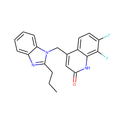 CCCc1nc2ccccc2n1Cc1cc(=O)[nH]c2c(F)c(F)ccc12 ZINC000072111073