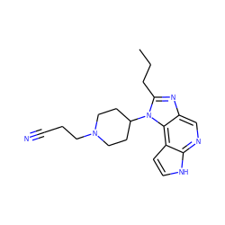 CCCc1nc2cnc3[nH]ccc3c2n1C1CCN(CCC#N)CC1 ZINC000095563883