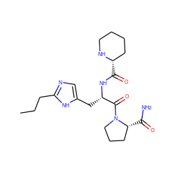 CCCc1ncc(C[C@H](NC(=O)[C@H]2CCCCN2)C(=O)N2CCC[C@H]2C(N)=O)[nH]1 ZINC000473106891