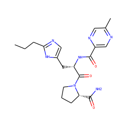 CCCc1ncc(C[C@H](NC(=O)c2cnc(C)cn2)C(=O)N2CCC[C@H]2C(N)=O)[nH]1 ZINC000473103990