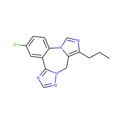 CCCc1ncn2c1Cn1ncnc1-c1cc(Cl)ccc1-2 ZINC000049019066