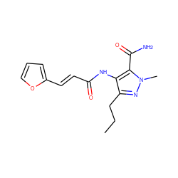 CCCc1nn(C)c(C(N)=O)c1NC(=O)/C=C/c1ccco1 ZINC000299861987