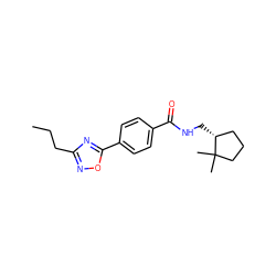 CCCc1noc(-c2ccc(C(=O)NC[C@@H]3CCCC3(C)C)cc2)n1 ZINC000013864690