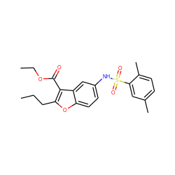 CCCc1oc2ccc(NS(=O)(=O)c3cc(C)ccc3C)cc2c1C(=O)OCC ZINC000004660857