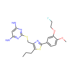 CCCc1sc(-c2ccc(OC)c(OCCF)c2)nc1CSc1nc(N)cc(N)n1 ZINC000095921211