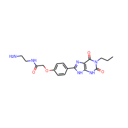 CCCn1c(=O)[nH]c2[nH]c(-c3ccc(OCC(=O)NCCN)cc3)nc2c1=O ZINC000013473003