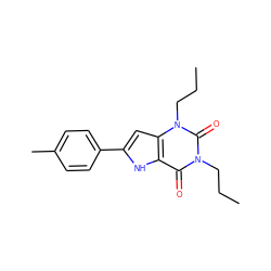 CCCn1c(=O)c2[nH]c(-c3ccc(C)cc3)cc2n(CCC)c1=O ZINC000040847651