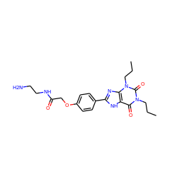 CCCn1c(=O)c2[nH]c(-c3ccc(OCC(=O)NCCN)cc3)nc2n(CCC)c1=O ZINC000009210767