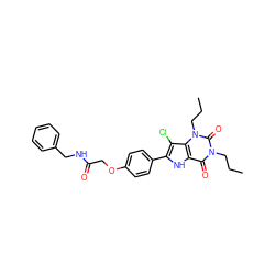 CCCn1c(=O)c2[nH]c(-c3ccc(OCC(=O)NCc4ccccc4)cc3)c(Cl)c2n(CCC)c1=O ZINC000013678877