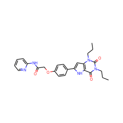 CCCn1c(=O)c2[nH]c(-c3ccc(OCC(=O)Nc4ccccn4)cc3)cc2n(CCC)c1=O ZINC000013678916