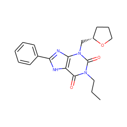 CCCn1c(=O)c2[nH]c(-c3ccccc3)nc2n(C[C@@H]2CCCO2)c1=O ZINC000045357788