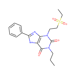 CCCn1c(=O)c2[nH]c(-c3ccccc3)nc2n(CCS(=O)(=O)CC)c1=O ZINC000045365061