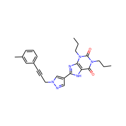 CCCn1c(=O)c2[nH]c(-c3cnn(CC#Cc4cccc(C)c4)c3)nc2n(CCC)c1=O ZINC000115153811