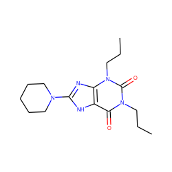 CCCn1c(=O)c2[nH]c(N3CCCCC3)nc2n(CCC)c1=O ZINC000029553056