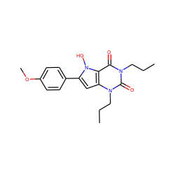 CCCn1c(=O)c2c(cc(-c3ccc(OC)cc3)n2O)n(CCC)c1=O ZINC000040848161