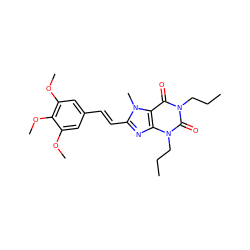 CCCn1c(=O)c2c(nc(/C=C/c3cc(OC)c(OC)c(OC)c3)n2C)n(CCC)c1=O ZINC000012405391