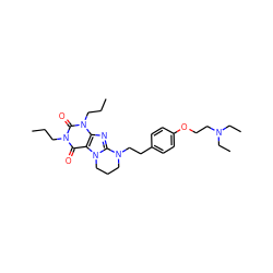 CCCn1c(=O)c2c(nc3n2CCCN3CCc2ccc(OCCN(CC)CC)cc2)n(CCC)c1=O ZINC000653822613