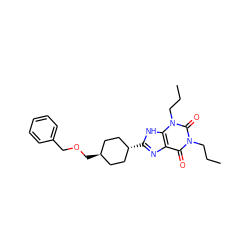 CCCn1c(=O)c2nc([C@H]3CC[C@H](COCc4ccccc4)CC3)[nH]c2n(CCC)c1=O ZINC000253638999