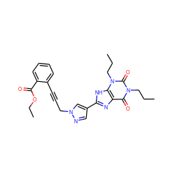 CCCn1c(=O)c2nc(-c3cnn(CC#Cc4ccccc4C(=O)OCC)c3)[nH]c2n(CCC)c1=O ZINC001772586558