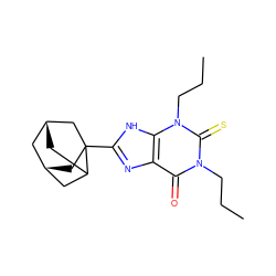 CCCn1c(=O)c2nc(C34C[C@@H]5CC3C[C@H](C5)C4)[nH]c2n(CCC)c1=S ZINC000100748796