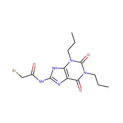 CCCn1c(=O)c2nc(NC(=O)CBr)[nH]c2n(CCC)c1=O ZINC000100739123