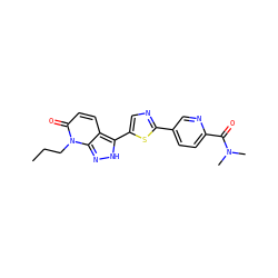 CCCn1c(=O)ccc2c(-c3cnc(-c4ccc(C(=O)N(C)C)nc4)s3)[nH]nc21 ZINC000653836232