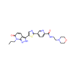 CCCn1c(=O)ccc2c(-c3cnc(-c4ccc(C(=O)NCCN5CCOCC5)nc4)s3)[nH]nc21 ZINC000653837647