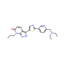 CCCn1c(=O)ccc2c(-c3cnc(-c4ccc(CN(CC)CC)nc4)s3)[nH]nc21 ZINC000653836242