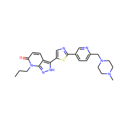 CCCn1c(=O)ccc2c(-c3cnc(-c4ccc(CN5CCN(C)CC5)nc4)s3)[nH]nc21 ZINC000653836260