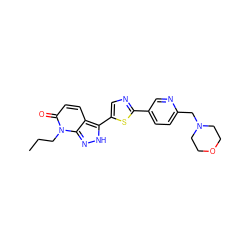 CCCn1c(=O)ccc2c(-c3cnc(-c4ccc(CN5CCOCC5)nc4)s3)[nH]nc21 ZINC000653821002