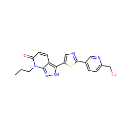 CCCn1c(=O)ccc2c(-c3cnc(-c4ccc(CO)nc4)s3)[nH]nc21 ZINC000653819712