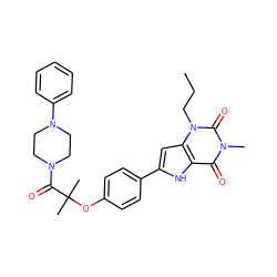 CCCn1c(=O)n(C)c(=O)c2[nH]c(-c3ccc(OC(C)(C)C(=O)N4CCN(c5ccccc5)CC4)cc3)cc21 ZINC000029058874