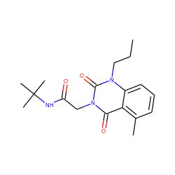 CCCn1c(=O)n(CC(=O)NC(C)(C)C)c(=O)c2c(C)cccc21 ZINC001772580716