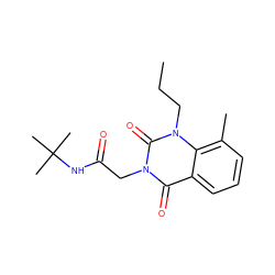 CCCn1c(=O)n(CC(=O)NC(C)(C)C)c(=O)c2cccc(C)c21 ZINC001772644772