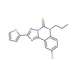 CCCn1c(=O)n2nc(-c3ccco3)nc2c2cc(Cl)ccc21 ZINC000013759691