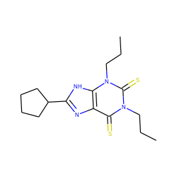 CCCn1c(=S)c2nc(C3CCCC3)[nH]c2n(CCC)c1=S ZINC000100671875