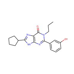 CCCn1c(-c2cccc(O)c2)nc2[nH]c(C3CCCC3)nc2c1=O ZINC001772648607