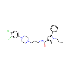 CCCn1c(-c2ccccc2)cc(C(=O)NCCCN2CCN(c3ccc(Cl)c(Cl)c3)CC2)c1C ZINC000058540822