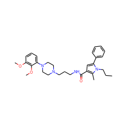 CCCn1c(-c2ccccc2)cc(C(=O)NCCCN2CCN(c3cccc(OC)c3OC)CC2)c1C ZINC000058540911