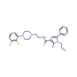 CCCn1c(-c2ccccc2)cc(C(=O)NCCN2CCN(c3cccc(Cl)c3Cl)CC2)c1C ZINC000084466024