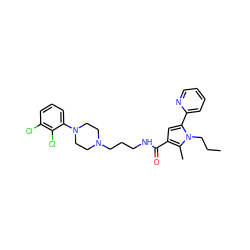 CCCn1c(-c2ccccn2)cc(C(=O)NCCCN2CCN(c3cccc(Cl)c3Cl)CC2)c1C ZINC000058541408