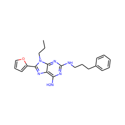 CCCn1c(-c2ccco2)nc2c(N)nc(NCCCc3ccccc3)nc21 ZINC000653793824