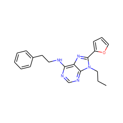 CCCn1c(-c2ccco2)nc2c(NCCc3ccccc3)ncnc21 ZINC000653812621