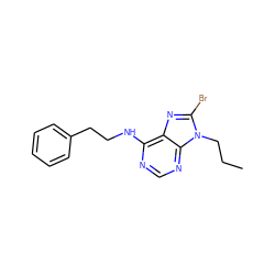 CCCn1c(Br)nc2c(NCCc3ccccc3)ncnc21 ZINC000653783804