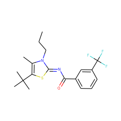 CCCn1c(C)c(C(C)(C)C)s/c1=N\C(=O)c1cccc(C(F)(F)F)c1 ZINC000028954344